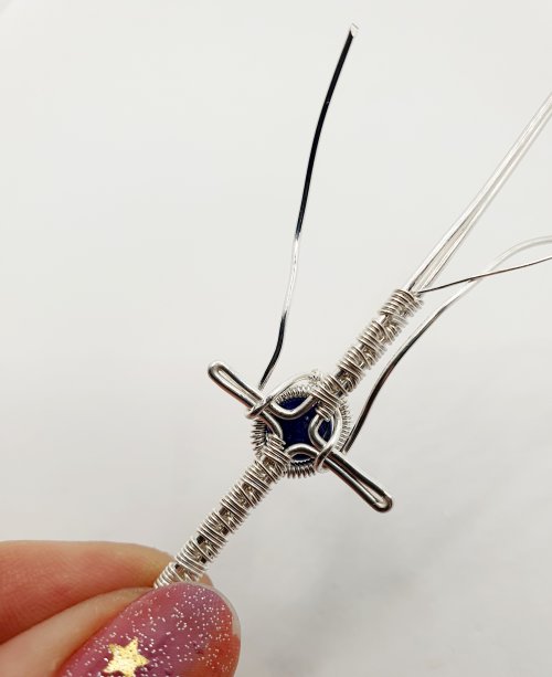 Natalie Patten's Woven Wire Cross Pendant - , Wire Weaving, Weaving, Wire Weaving, Weaving Wire, back of the arms on the cross and wrap them around to secure