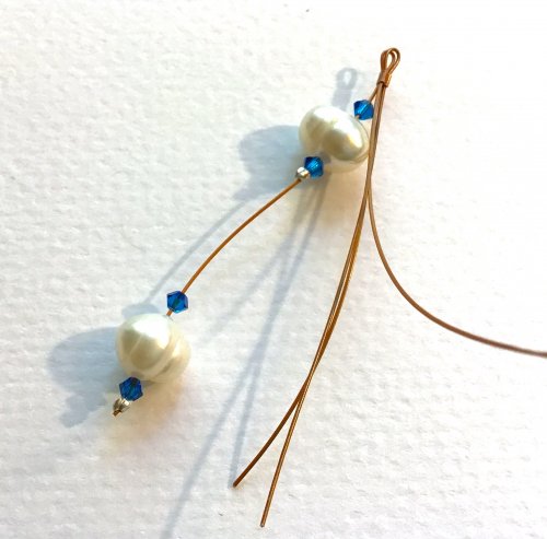 Kristal Wick's Red Rocks in Winter Earrings - , Beading, Beads, Crimp the crimp at the bottom of the strand.