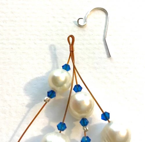Kristal Wick's Red Rocks in Winter Earrings - , Beading, Beads, Open the ear wire loop and slide in the top loops of the earring.