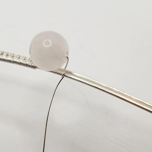 Natalie Patten's Adjustable Wire Wrapped Cocktail Ring - , Contemporary Wire Jewelry, Wire Wrapping, Wrapping, Wire Wrapping Jewelry, bring the weaving wire down to the base wires