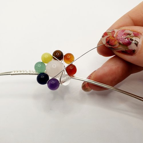 Natalie Patten's Adjustable Wire Wrapped Cocktail Ring - , Contemporary Wire Jewelry, Wire Wrapping, Wrapping, Wire Wrapping Jewelry, cross the weaving wire over the beads