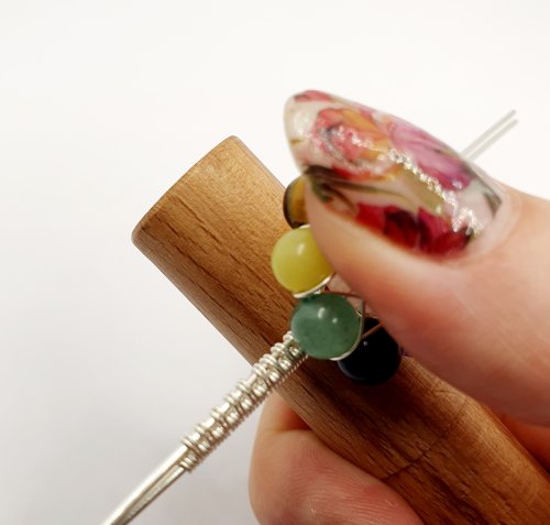 Natalie Patten's Adjustable Wire Wrapped Cocktail Ring - , Contemporary Wire Jewelry, Wire Wrapping, Wrapping, Wire Wrapping Jewelry, bend the shank around a rind mandrel