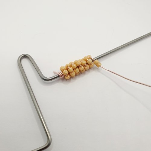 Natalie Patten's Beaded Coiled Wire Beads - , Contemporary Wire Jewelry, Coiling, Coiling Wire, Wire Coiling, Beads, wrap the beaded wire around the mandrel