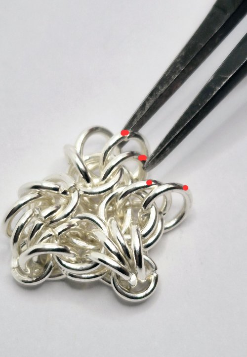 Natalie Patten's Byzantine Diamond Chainmaille - , Chain Maille Jewelry, Chain Maille, chain mail, chainmaille, chainmail, , capture the four medium jumprings