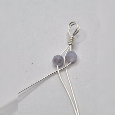 Natalie Patten's Braided Bracelet - , Contemporary Wire Jewelry, Loops, Wire Loop, Wrapped Wire Loop, , Push one bead up on the left wire