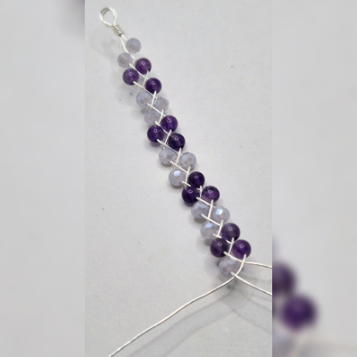 Natalie Patten's Braided Bracelet - , Contemporary Wire Jewelry, Loops, Wire Loop, Wrapped Wire Loop, , Keep the wires with beads attached straight as you work.