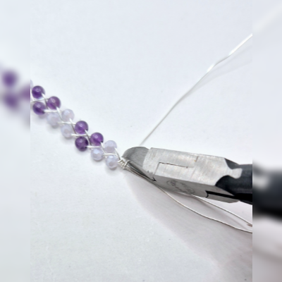 Natalie Patten's Braided Bracelet - , Contemporary Wire Jewelry, Loops, Wire Loop, Wrapped Wire Loop, , Trim off the excess wire 