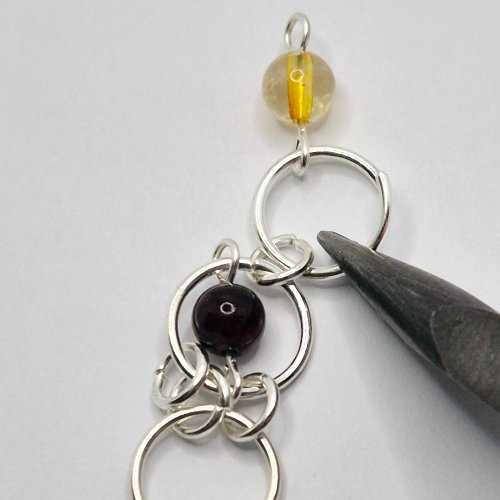 Natalie Patten's Fall Into Chainmaille - , Chain Maille Jewelry, Loops, Wire Loop, Wrapped Wire Loop, Beads, Chain Maille, chain mail, chainmaille, chainmail, , Attach the next bead 