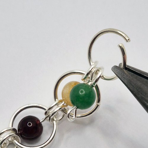 Natalie Patten's Fall Into Chainmaille - , Chain Maille Jewelry, Loops, Wire Loop, Wrapped Wire Loop, Beads, Chain Maille, chain mail, chainmaille, chainmail, ,  positioned on either side of the pin