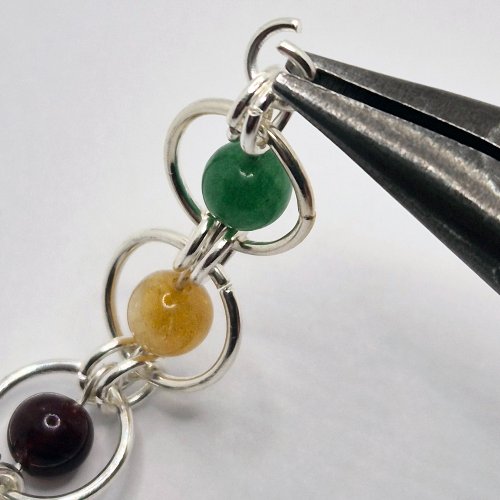 Natalie Patten's Fall Into Chainmaille - , Chain Maille Jewelry, Loops, Wire Loop, Wrapped Wire Loop, Beads, Chain Maille, chain mail, chainmaille, chainmail, ,  link through both of these jumprings.