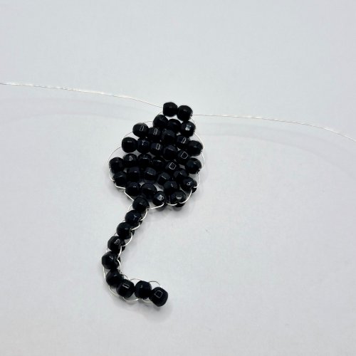 Natalie Patten's The Purrfect Feline Pendant - , Contemporary Wire Jewelry, Loops, Wire Loop, Wrapped Wire Loop, Weaving, Wire Weaving, Weaving Wire, Beads, Add two beads to one of the wire ends