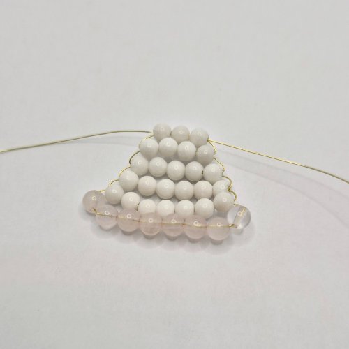 Natalie Patten's Beaded Festive Angel - , Holiday Designs, Lashing, Wire Lashing, Wire Wrapping, Wrapping, Wire Wrapping Jewelry, Beads, Add three beads of color B onto one wire