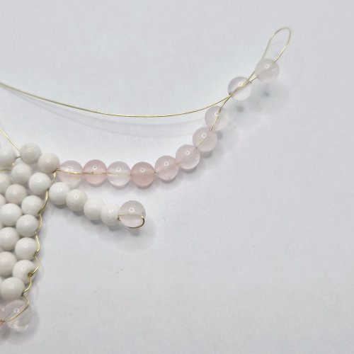 Natalie Patten's Beaded Festive Angel - , Holiday Designs, Lashing, Wire Lashing, Wire Wrapping, Wrapping, Wire Wrapping Jewelry, Beads, Bring the same wire back through