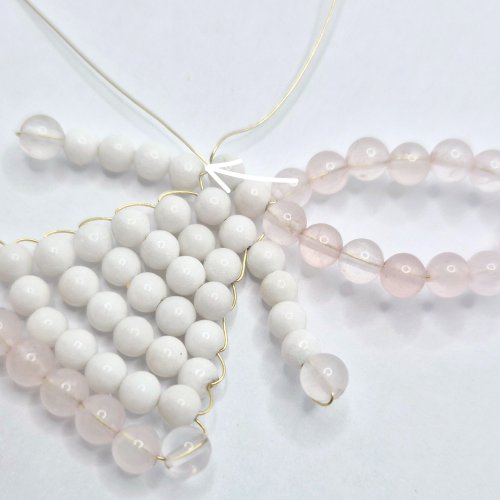 Natalie Patten's Beaded Festive Angel - , Holiday Designs, Lashing, Wire Lashing, Wire Wrapping, Wrapping, Wire Wrapping Jewelry, Beads, Add seven beads of color A onto the wire