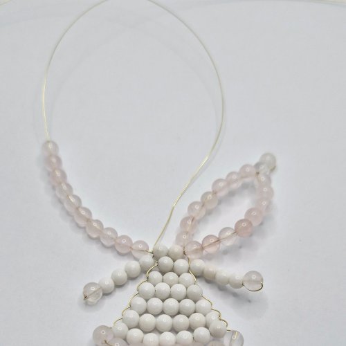 Natalie Patten's Beaded Festive Angel - , Holiday Designs, Lashing, Wire Lashing, Wire Wrapping, Wrapping, Wire Wrapping Jewelry, Beads,  add ten beads of colour A