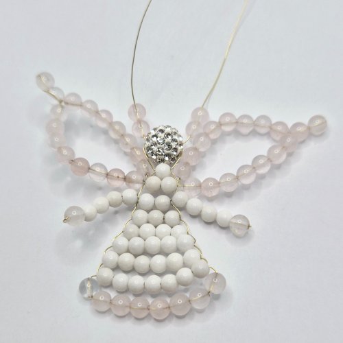 Natalie Patten's Beaded Festive Angel - , Holiday Designs, Lashing, Wire Lashing, Wire Wrapping, Wrapping, Wire Wrapping Jewelry, Beads, Place two beads of color A 