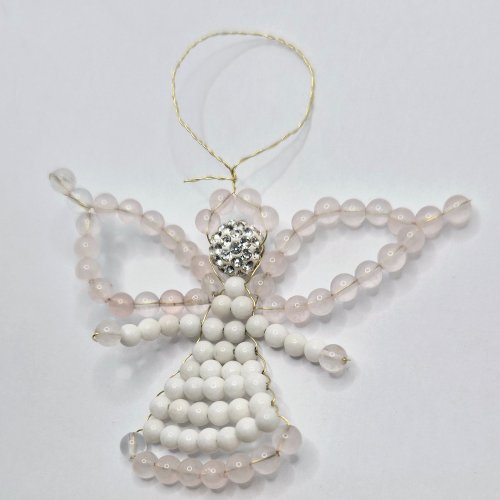 Natalie Patten's Beaded Festive Angel - , Holiday Designs, Lashing, Wire Lashing, Wire Wrapping, Wrapping, Wire Wrapping Jewelry, Beads, Use the length of twisted wire 