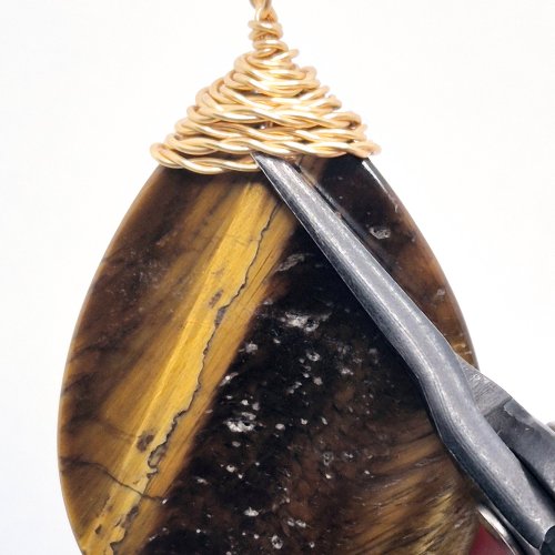 Natalie Patten's Twisted Briolette Wrap Bail - , Contemporary Wire Jewelry, Loops, Wire Loop, Wrapped Wire Loop, Wire Wrapping, Wrapping, Wire Wrapping Jewelry, , Tuck them into the briolette wrap.