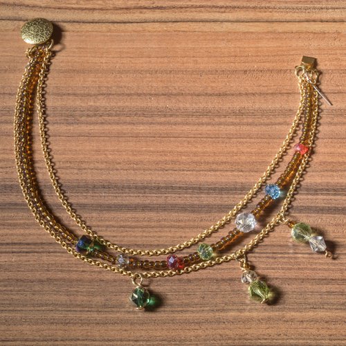 Nancy Chase's Boot Chain  - , Beading, Findings, Clasps, Components, Loops, Wire Loop, Wrapped Wire Loop, , Thread the second crimp bead