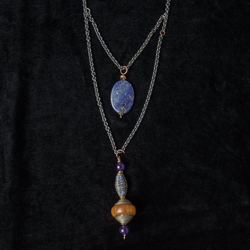 Nancy Chase's Front-Back Necklace - , Contemporary Wire Jewelry, Loops, Wire Loop, Wrapped Wire Loop, Beads, Attach the jump ring