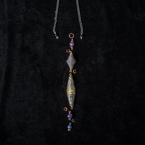Nancy Chase's Front-Back Necklace - , Contemporary Wire Jewelry, Loops, Wire Loop, Wrapped Wire Loop, Beads, Assemble each bead