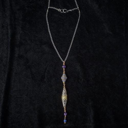 Nancy Chase's Front-Back Necklace - , Contemporary Wire Jewelry, Loops, Wire Loop, Wrapped Wire Loop, Beads, back of the necklace