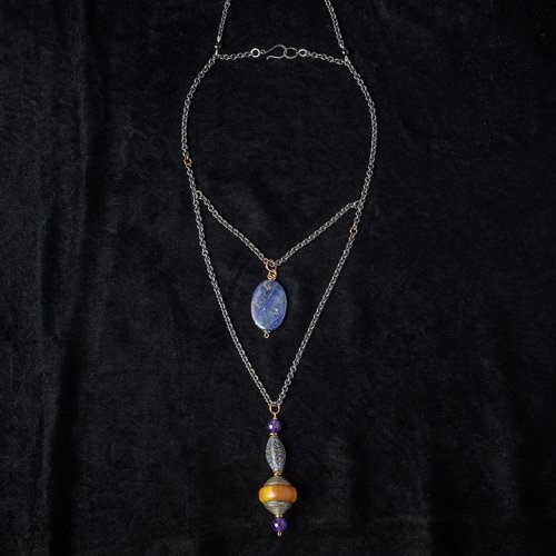 Nancy Chase's Front-Back Necklace - , Contemporary Wire Jewelry, Loops, Wire Loop, Wrapped Wire Loop, Beads, Finished necklace