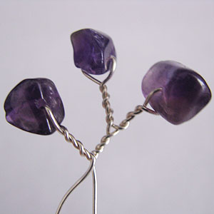 Albina Manning's Tree Pin with Gem Chips - , Contemporary Wire Jewelry, Wire Wrapping, Wrapping, Wire Wrapping Jewelry, Next leaf being added.