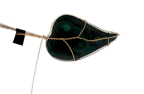 Dale Armstrong's Malachite Leaf Pendant - , Classic Wire Jewelry, Loops, Wire Loop, Wrapped Wire Loop, Spirals, Wire Spiral, Spiral Wire Wrap, Wire Wrapping, Wrapping, Wire Wrapping Jewelry, 