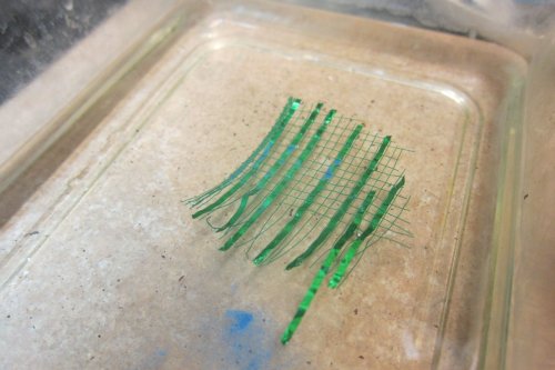 Karen Meador, Ph.D.'s Mesh Stenciled Enamel Necklace - , Enameling, Enamel Jewelry Supplies, Enamel, Enameling, Enameled Jewelry, Rinse the enamel off the mesh 