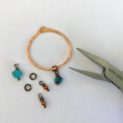 Kristal Wick's Vintage Turquoise Earrings - , Contemporary Wire Jewelry, Forging, Forging Jewelry, Jewelry Forging, How To Punch Holes, Hole Punching, Punch A Hole, Loops, Wire Loop, Wrapped Wire Loop, Using your flat and chain nose pliers