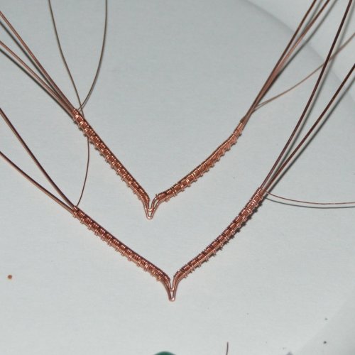 Deborah Kelly's Woven Heart Earrngs - , Wire Weaving, Weaving, Wire Weaving, Weaving Wire, Repeat with the second set of wires you put aside earlier.
