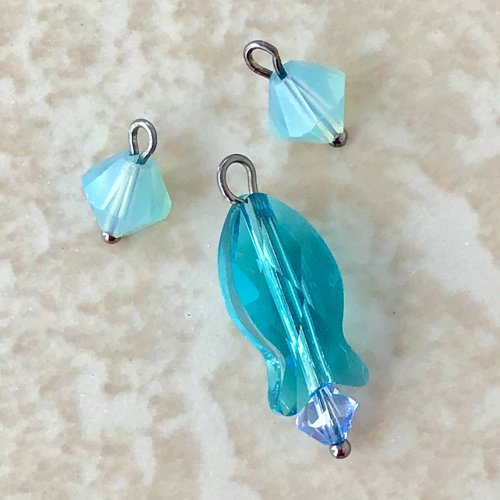 Kristal Wick's Finny Fun Earrings - , Contemporary Wire Jewelry, Loops, Wire Loop, Wrapped Wire Loop, Make 2 bicone headpin dangles