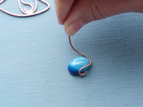 Oksana Truhan's Butterfly Wing Copper Pendant - , Contemporary Wire Jewelry, Forging, Forging Jewelry, Jewelry Forging, Weaving, Wire Weaving, Weaving Wire,  bend it like in the pictures to surround the cabochon.