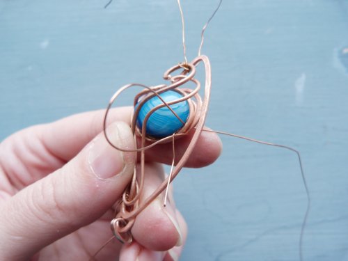 Oksana Truhan's Butterfly Wing Copper Pendant - , Contemporary Wire Jewelry, Forging, Forging Jewelry, Jewelry Forging, Weaving, Wire Weaving, Weaving Wire, Take 16 of 28 gauge wire