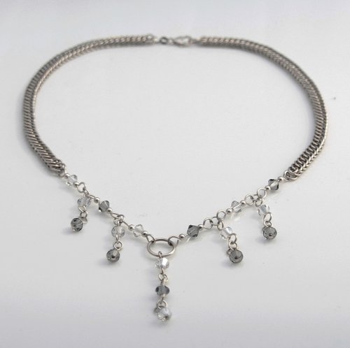Swarovski Crystal Necklace with Half Persian 4 in 1 chain maille. 