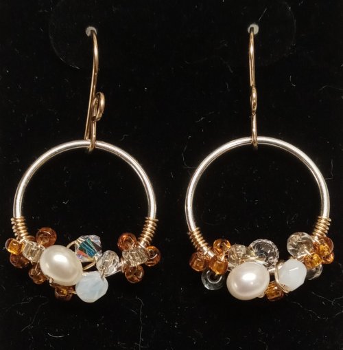 Bead-Wrapped Hoop Earrings