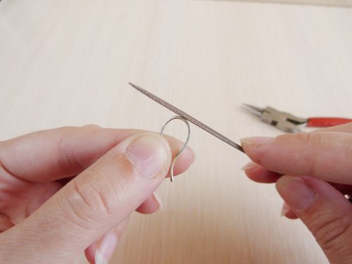 Oksana Truhan's Making Balled Ear Wires - , Findings & Components, Toggles & Clasps, Earwire & Headpin, Findings, Clasps, Components, Using a file to smooth