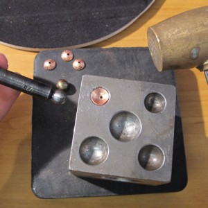 Kate Richbourg's Make Your Own Bead Caps - , Findings & Components, Toggles & Clasps, Earwire & Headpin, Cutting, Cutting Tool, Cutters, Dapping, Dapping Jewelry, How To Punch Holes, Hole Punching, Punch A Hole, Findings, Clasps, Components, Texturing, Using Forming Dapping Block