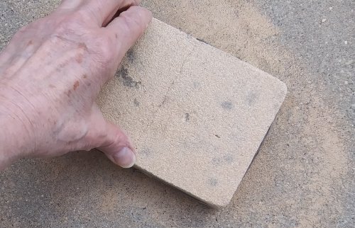 Judy Larson's Rescuing a Very Used Magnesia Soldering Block - , Tools For Wire Jewelry, Tools, Place the side of the block to be cleaned