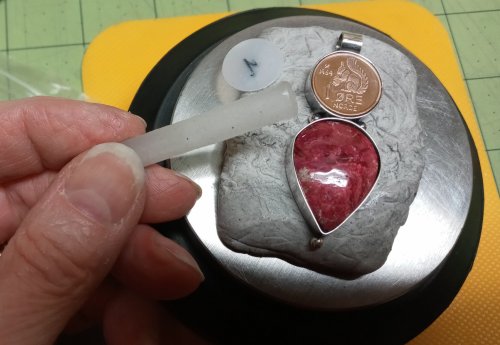 Judy Larson's Using Wax from Braces - , Tools For Wire Jewelry, Tools, strip was sticky enough to pull the coin