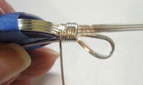 Judy Larson's Wire Wrapped Bail Finishing Options - , General Education, Wire Wrapping, Wrapping, Wire Wrapping Jewelry, Hold the bail wire tails tightly against the cabochon
