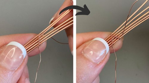 Elizabeth Schultz's Keeping Your Base Wires Together - , Wire Weaving, Weaving, Wire Weaving, Weaving Wire, continue stacking wires until all are in place