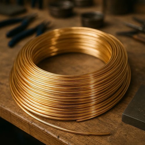 Judy Ellis's What Does 14-20 Gold Filled Mean - <h2>What Does 14/20 Gold-Filled Mean?</h2>, General Education, , shot of gold filled jewelry wire on a bench