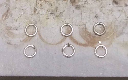 Judy Larson's Closed Jump Rings Soldering vs Fusing - Making Closed Rings, General Education, Jump Rings, Jump Ring, Making Jump Rings, six jump rings soldered with different techniques