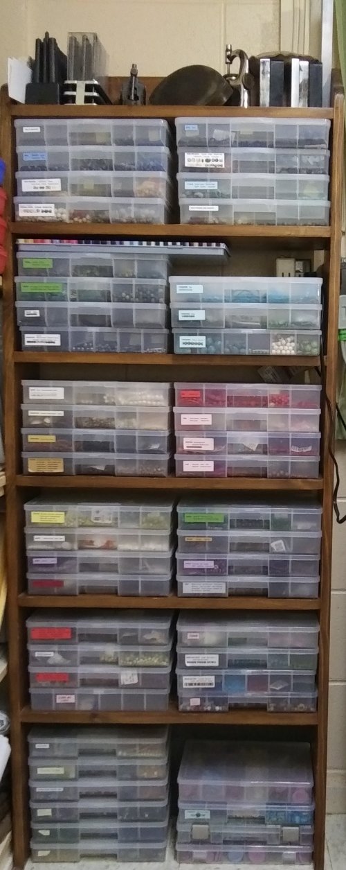 Judy Larson's Build Better Bead Storage - , Store Wire Jewelry, Beads, , a beaded storage shelf