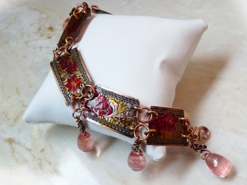 Rhonda Chase's Creating Bracelets with Pattern Wire - Cherry Drops Bracelet:, Inspiration, Wire Wrapping, Wrapping, Wire Wrapping Jewelry, Rhonda cut and filed sections of patterned copper wire