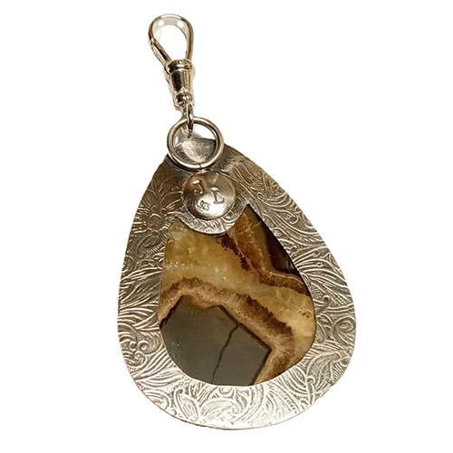 Judy Larson's Recycling Scrap Into Sheet Metal - , Metalwork, Stamping, Stamps, Butane Torch, Soldering, Solder, pendant variation 2