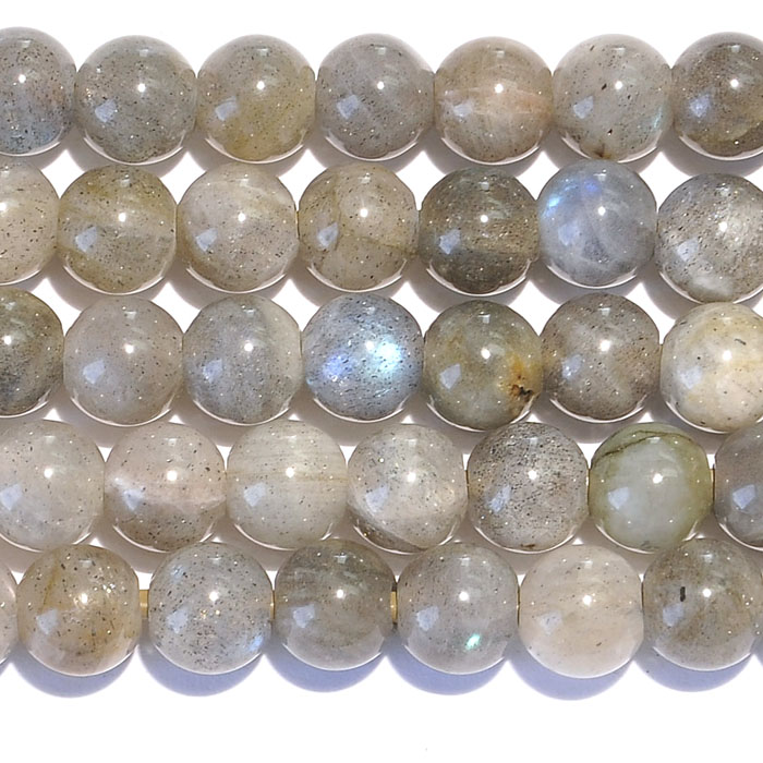 Labradorite 8mm Round Large Hole Beads - 8 Inch Strand: Wire