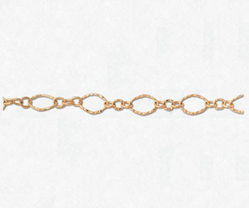 Gold Filled Hammered Flat Oval Long & Short Chain 11.6x6.8mm - 10 Feet